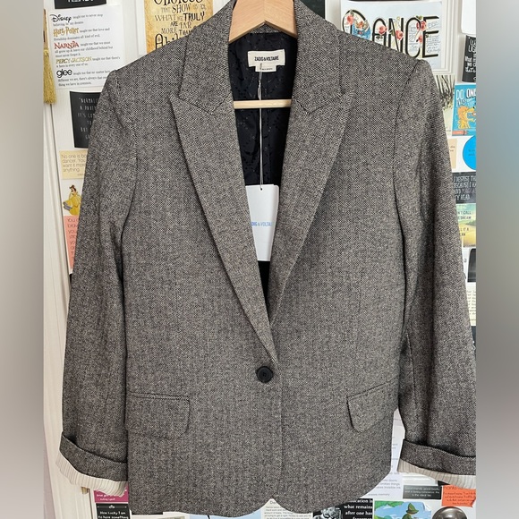 Zadig & Voltaire Victor Lurex Gris BlazerJacket EU 34 - Picture 7 of 12